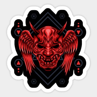 Winged Oni Mask Sacred Geometry Sticker